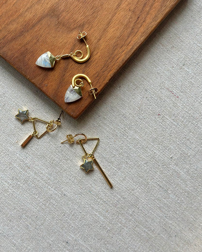 Black Rutilated Quartz Star Gold-plated Earring