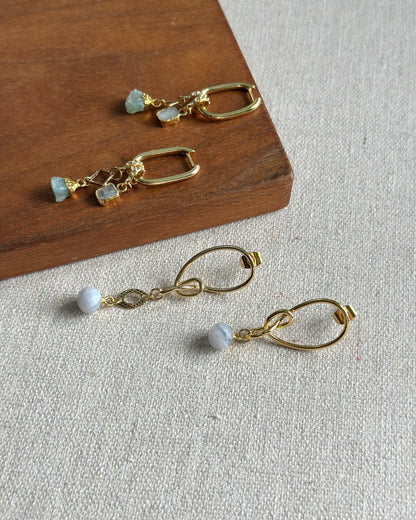 Moonstone And Druzy Multi-way Gold-plated Ear Hoop