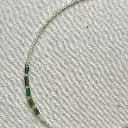 Prehnite And Green Onyx Asymmetric Beaded Necklace