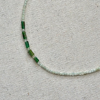 Prehnite And Green Onyx Asymmetric Beaded Necklace