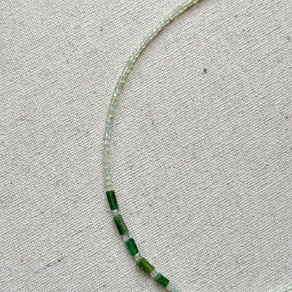 Prehnite And Green Onyx Asymmetric Beaded Necklace