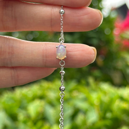 Opal Dotty Chain Sterling Silver Bracelet