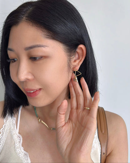 Black Rutilated Quartz Star Gold-plated Earring