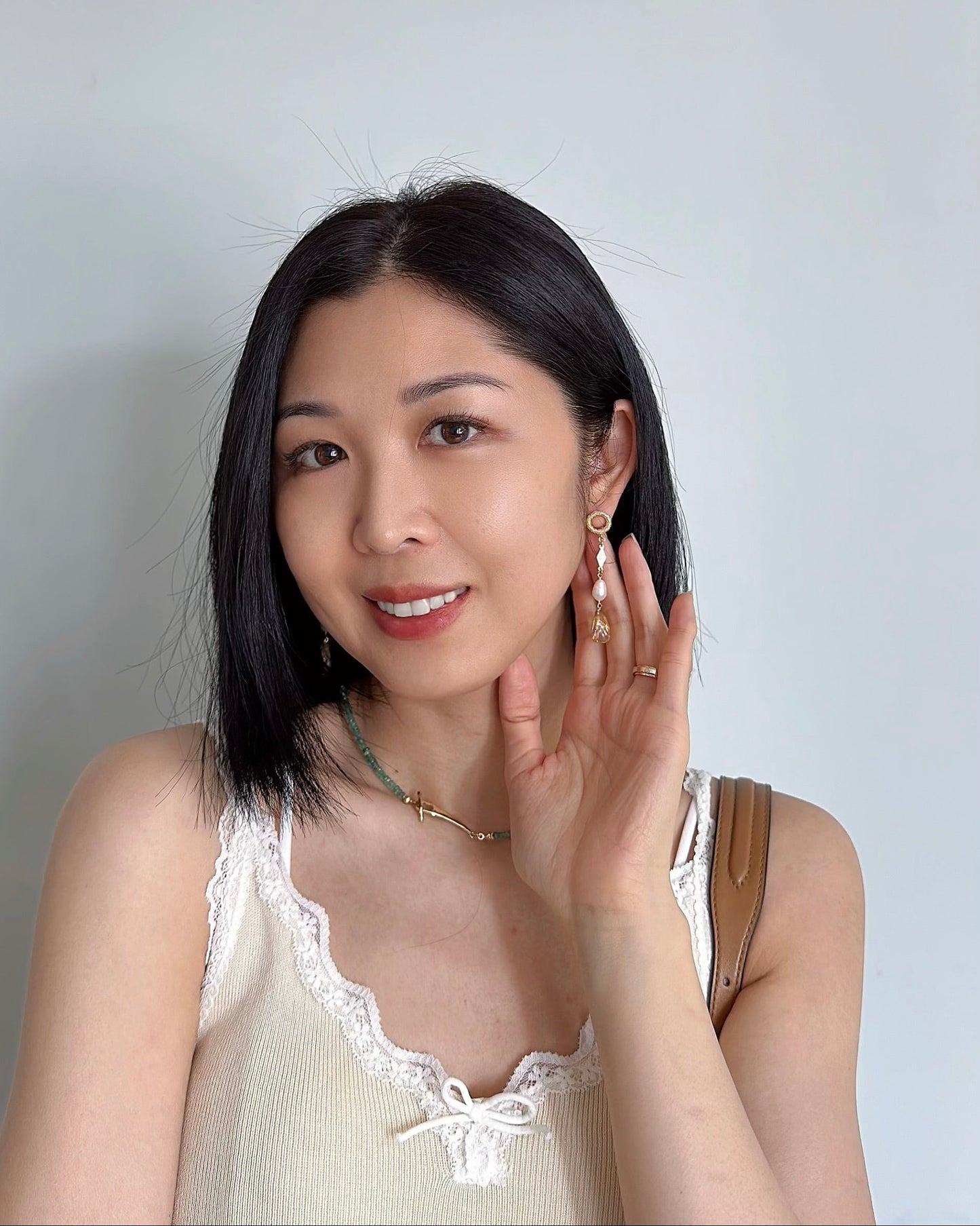 Citrine And Freshwater Pearl Gold-plated Earring