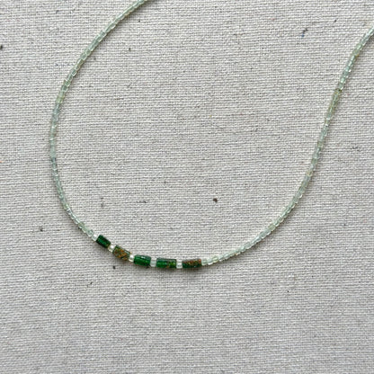 Prehnite And Green Onyx Asymmetric Beaded Necklace