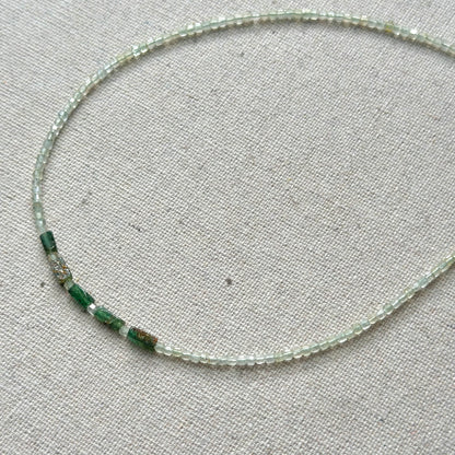 Prehnite And Green Onyx Asymmetric Beaded Necklace
