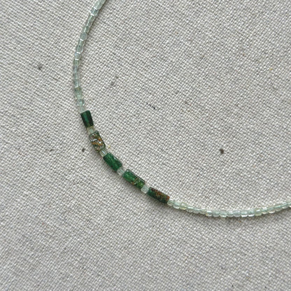 Prehnite And Green Onyx Asymmetric Beaded Necklace