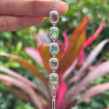 Tourmaline Clip Chain Sterling Silver Bracelet