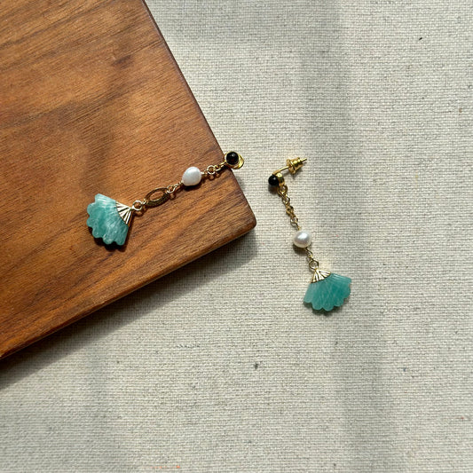 Amazonite Mix Freshwater Pearl And Agate Stud Earring