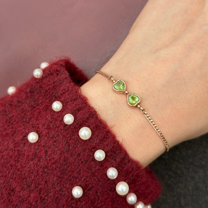 Peridot Bow Curb Chain Rose Gold-plated Bracelet