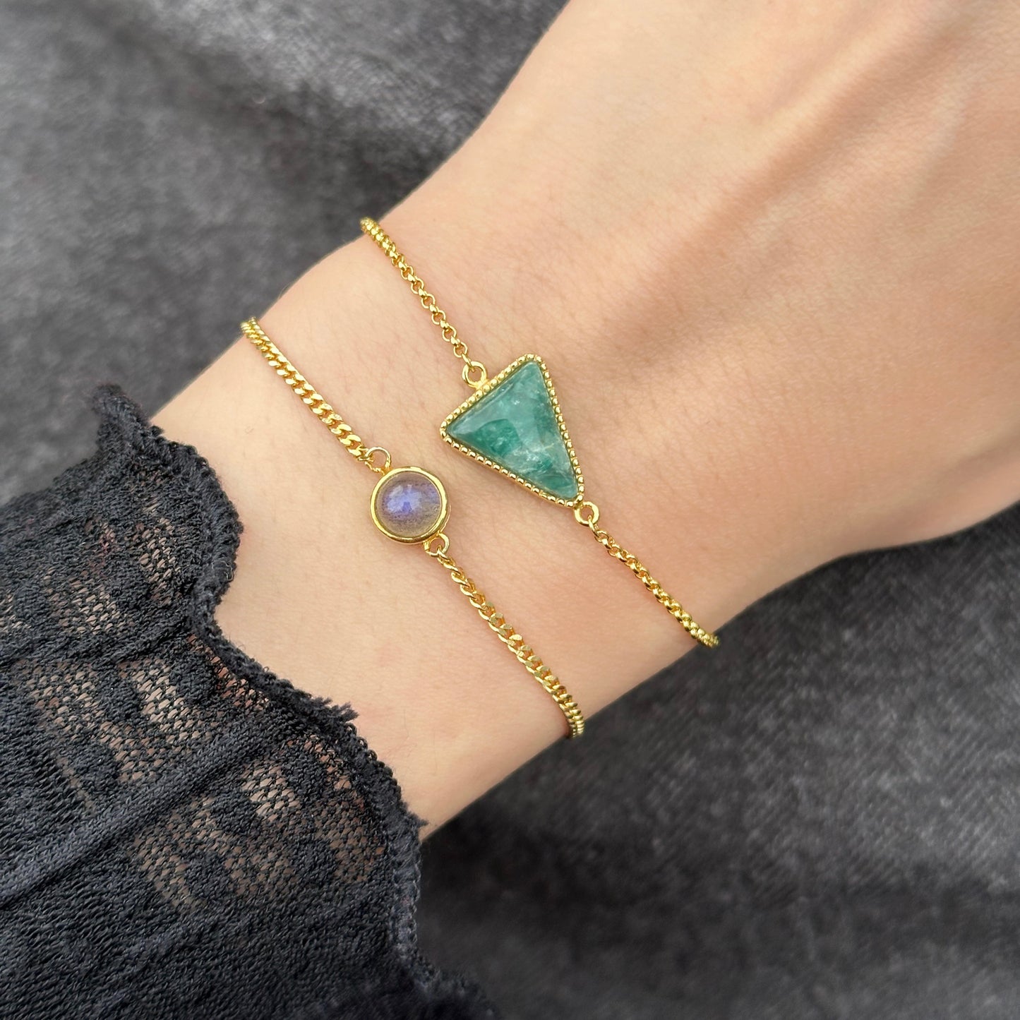 Green Lepidolite Gold-plated Bracelet