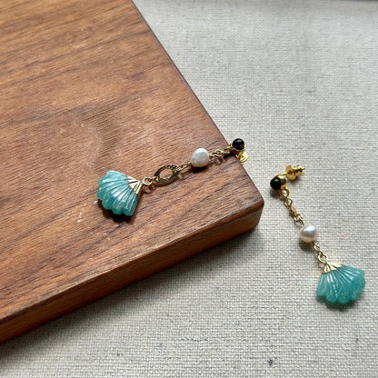 Amazonite Mix Freshwater Pearl And Agate Stud Earring