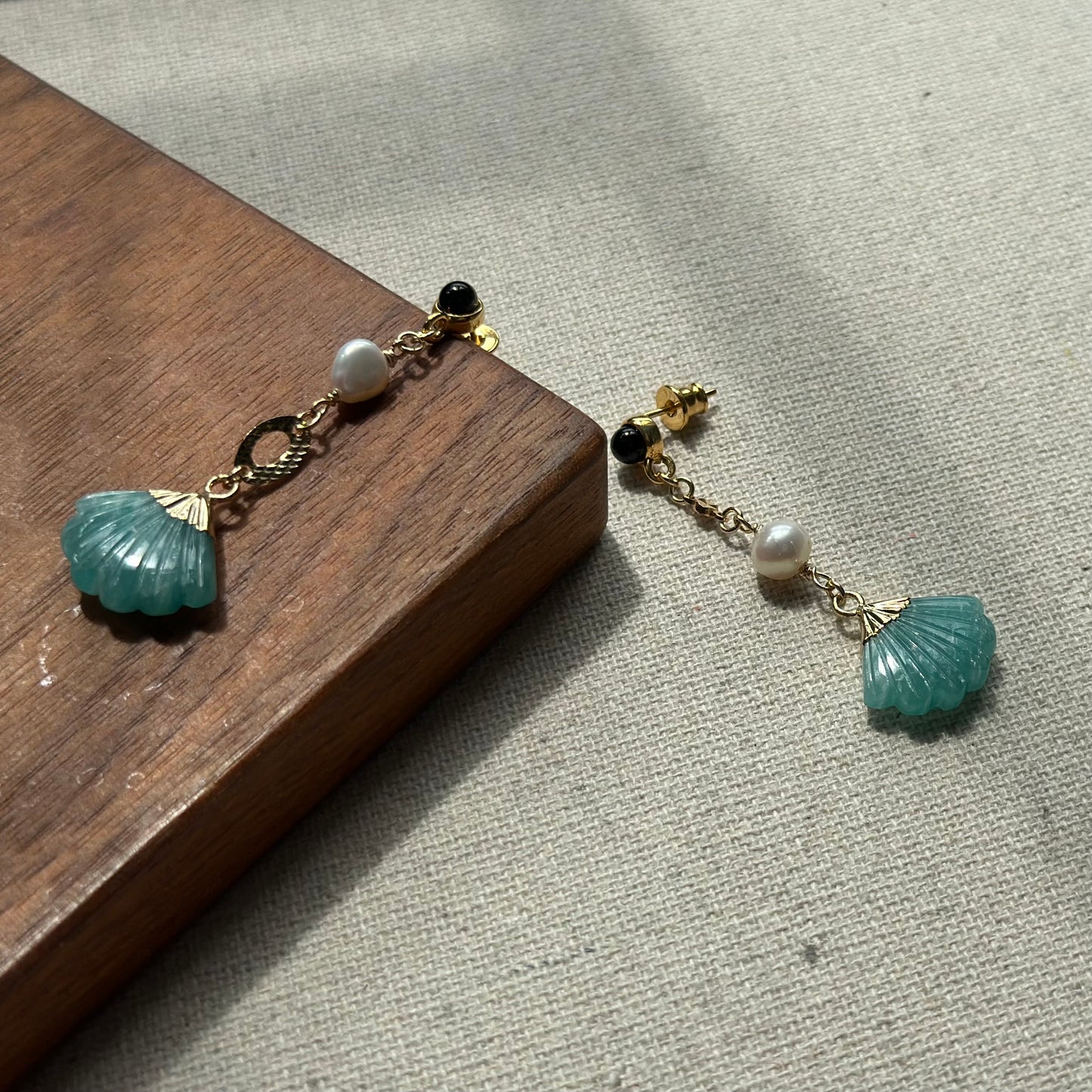 Amazonite Mix Freshwater Pearl And Agate Stud Earring