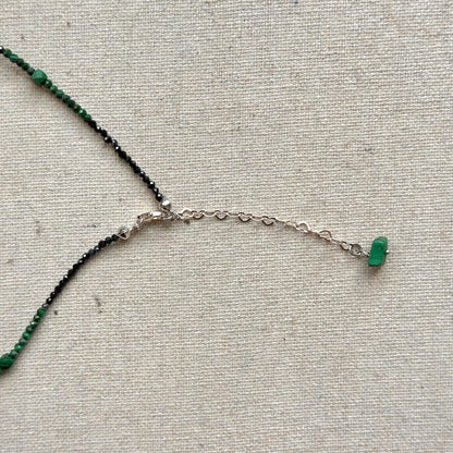 Malachite Mixed Blue Sapphire And Black Spinel Beaded Necklace