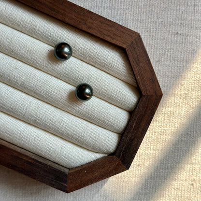 18K Solid Real Gold Tahiti Pearl 9-10mm Ear Stud