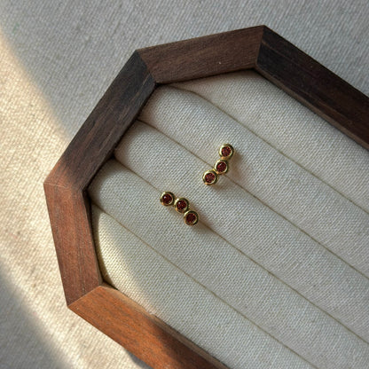 Garnet Trinity Gold-plated Sterling Silver Ear Stud
