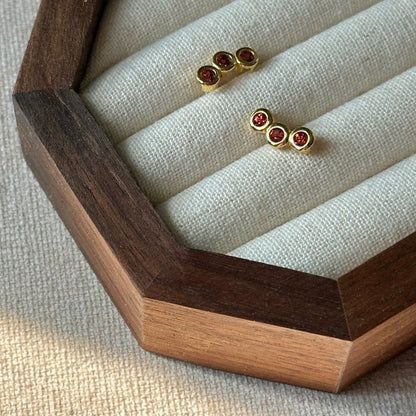 Garnet Trinity Gold-plated Sterling Silver Ear Stud