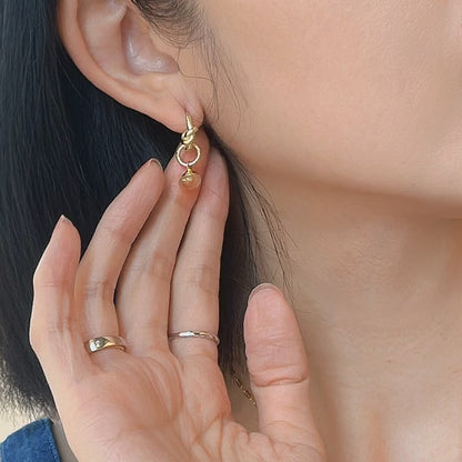 Golden Rutilated Quartz And Moonstone Muti-way Gold-plated Ear Hoop