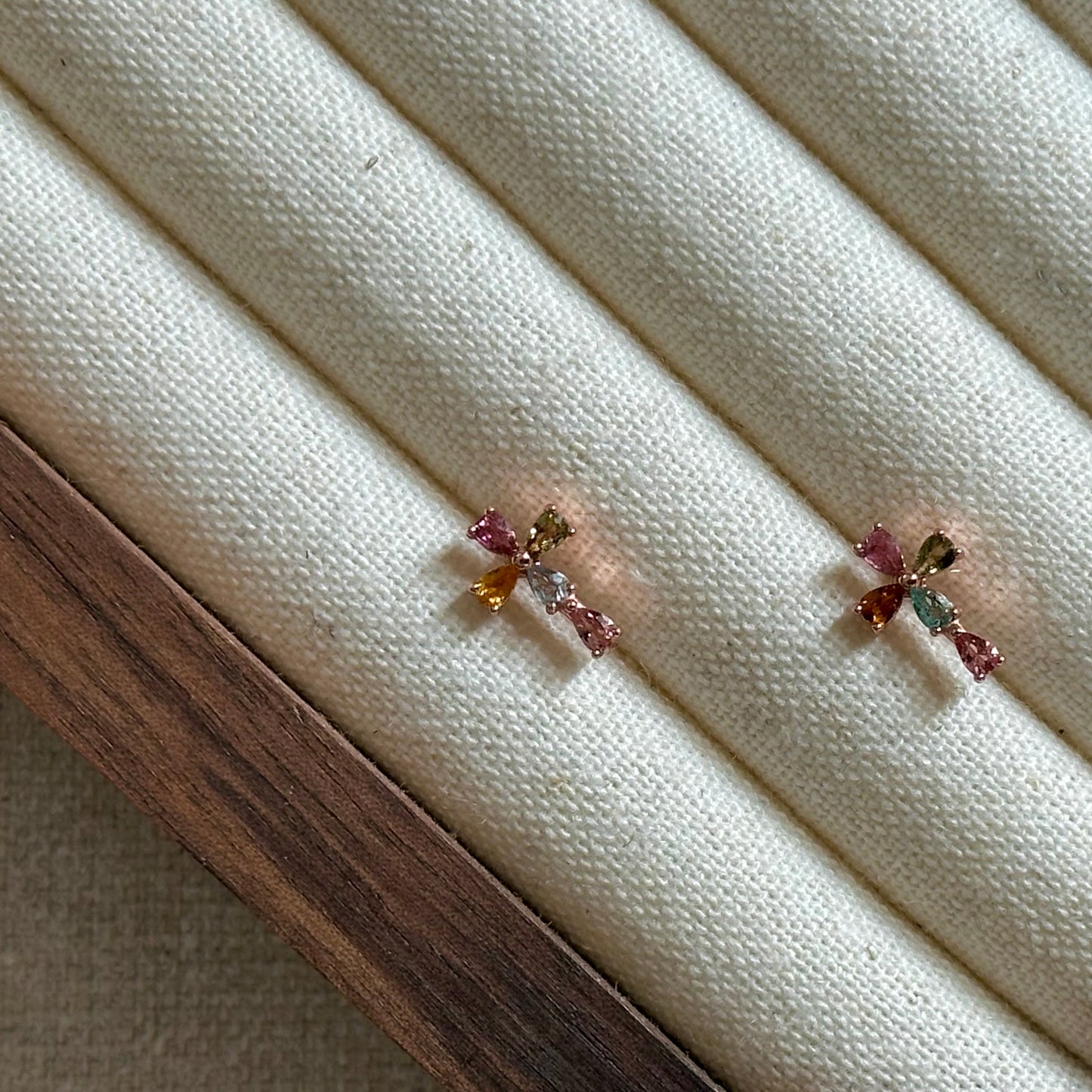 Tourmaline Cross Rose Gold-plated Sterling Silver Ear Stud