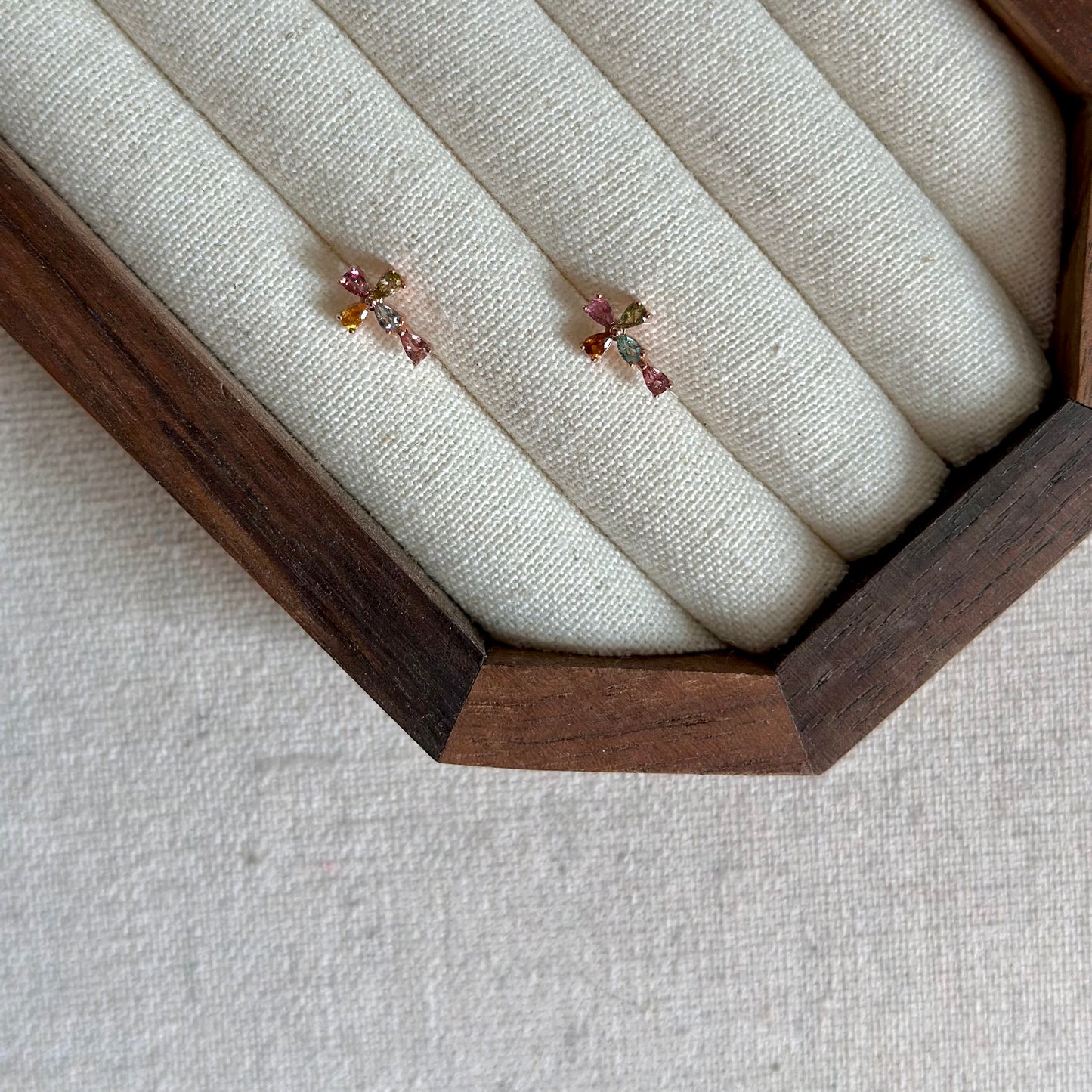 Tourmaline Cross Rose Gold-plated Sterling Silver Ear Stud