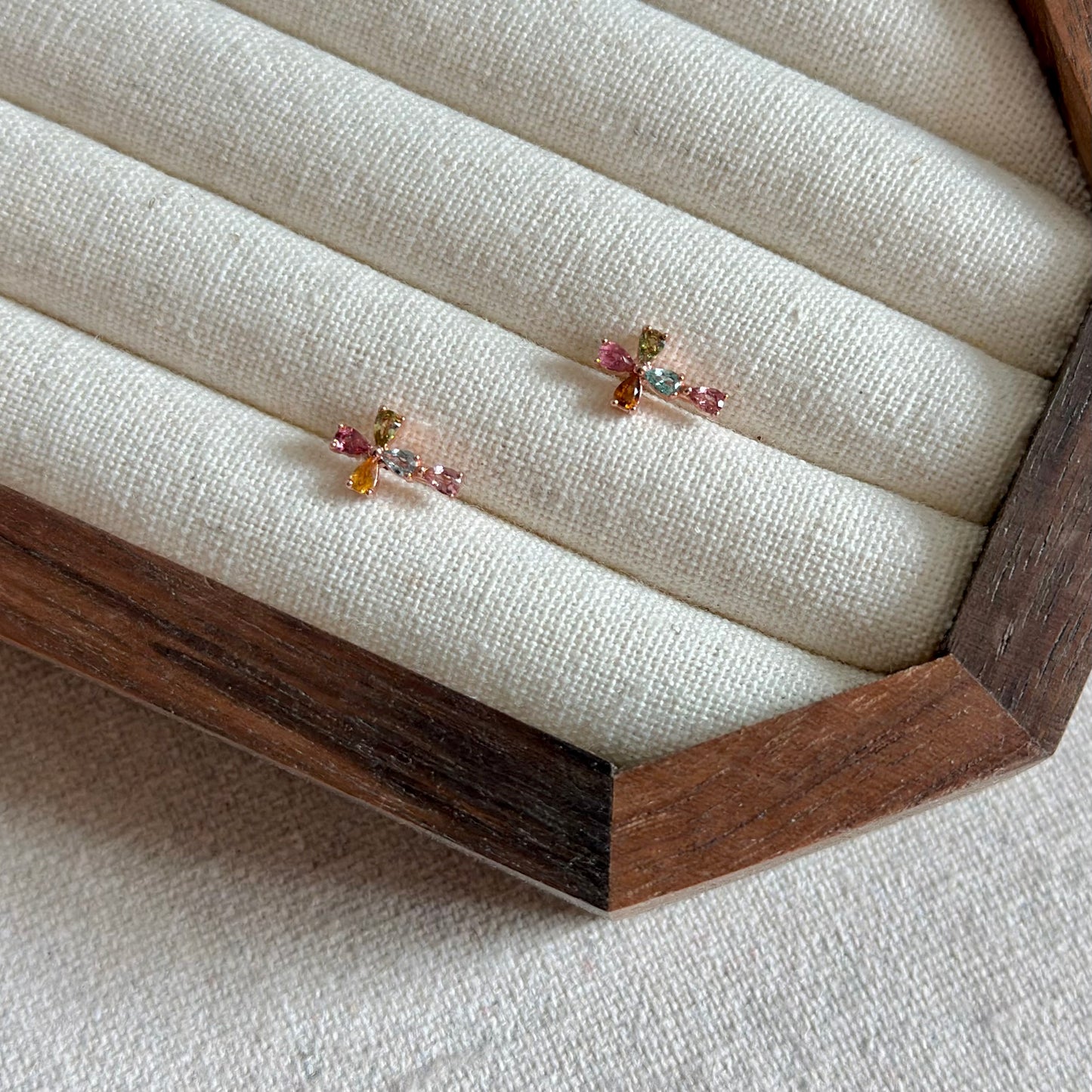 Tourmaline Cross Rose Gold-plated Sterling Silver Ear Stud