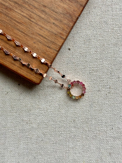 Tourmaline Ring Rose Gold-plated Necklace