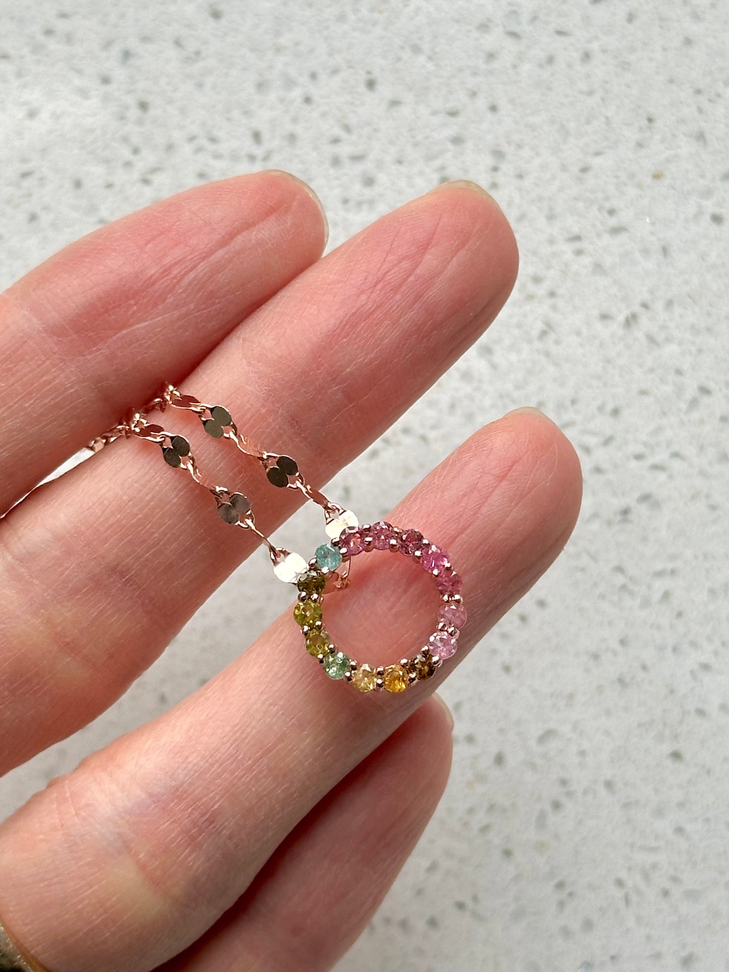 Tourmaline Ring Rose Gold-plated Necklace