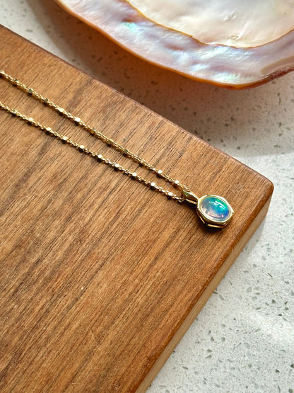 Opal Dotty Chain Gold-plated Necklace