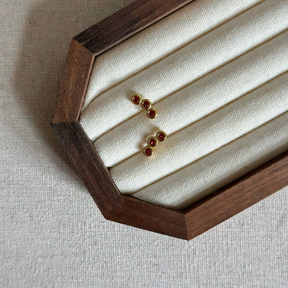 Garnet Trinity Gold-plated Sterling Silver Ear Stud