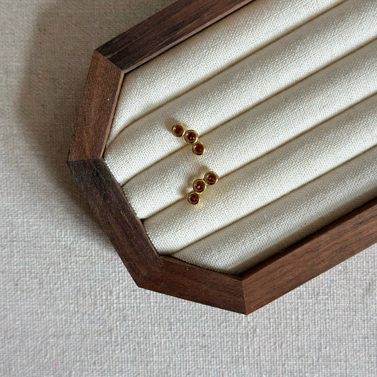 Garnet Trinity Gold-plated Sterling Silver Ear Stud