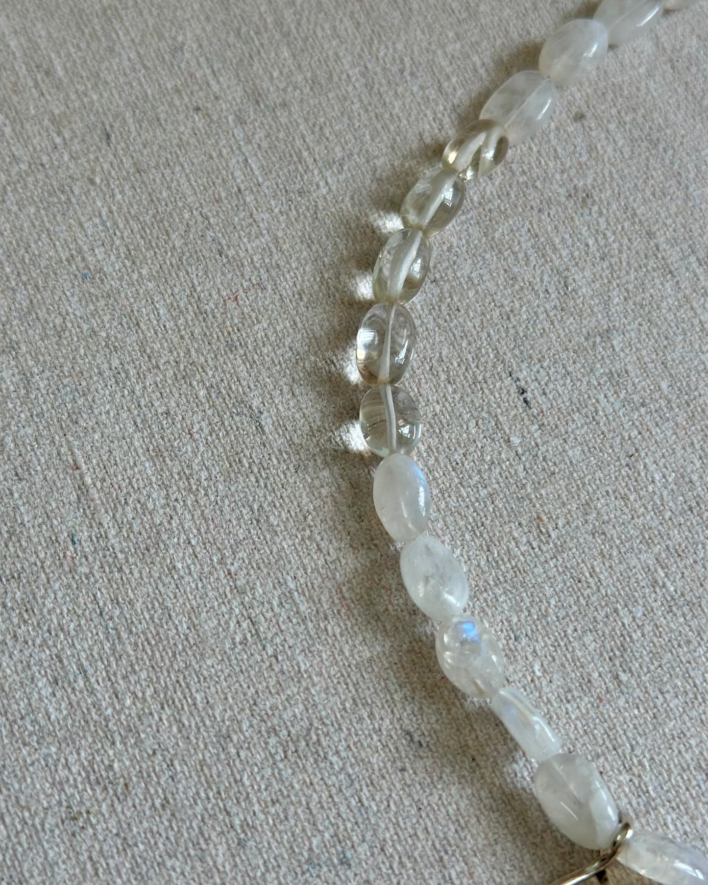 Moonstone Beaded And Herkimer Diamond Necklace