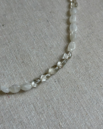 Moonstone Beaded And Herkimer Diamond Necklace