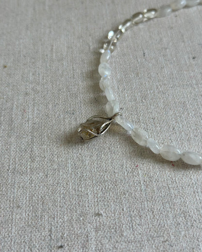 Moonstone Beaded And Herkimer Diamond Necklace