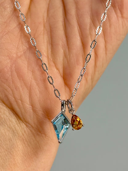 Topaz And Citrine Sterling Silver Necklace