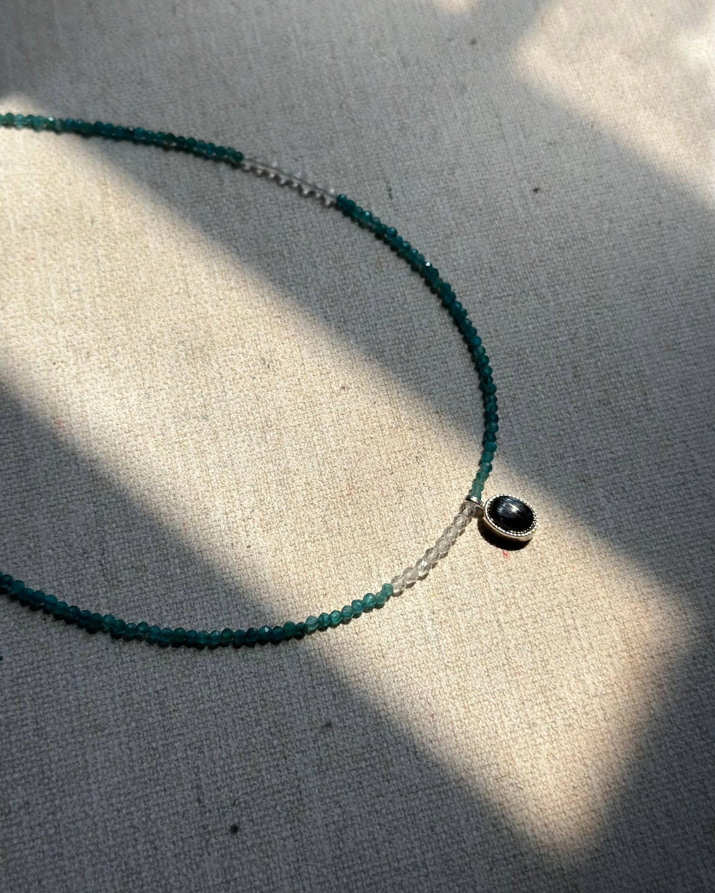 Apatite Beaded And Pietersite Necklace