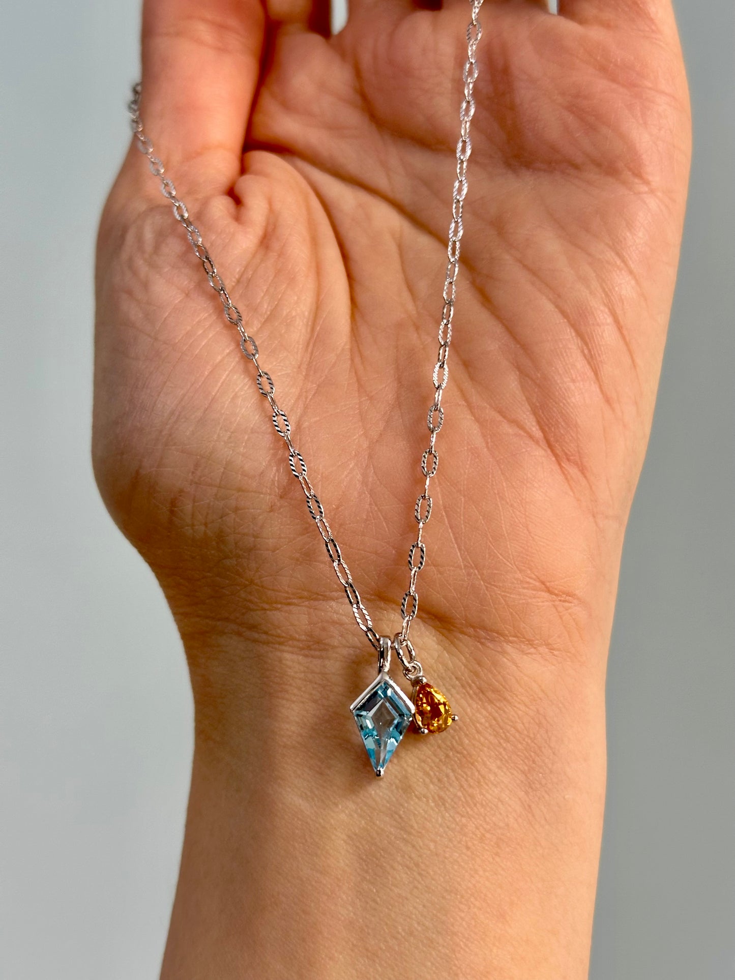 Topaz And Citrine Sterling Silver Necklace