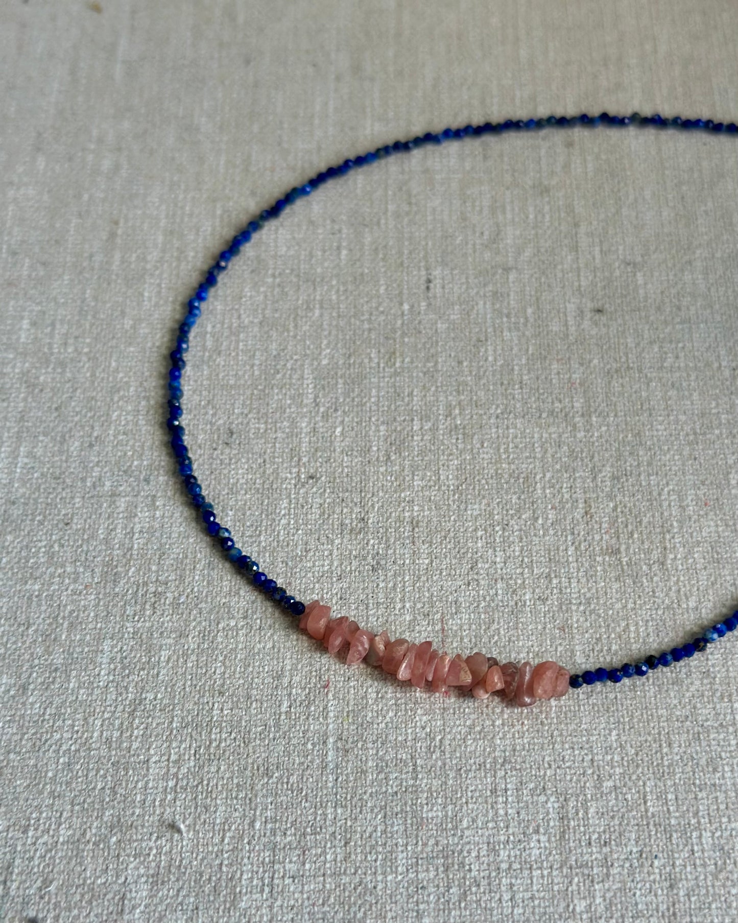 Lapis And Rhodochrosite Beaded Necklace