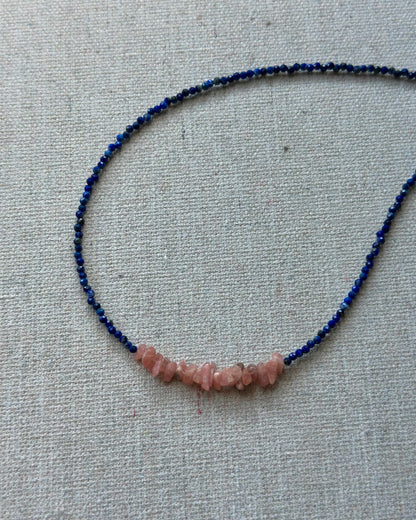 Lapis And Rhodochrosite Beaded Necklace