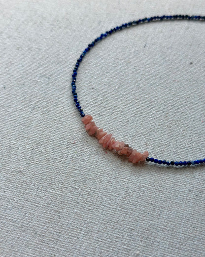 Lapis And Rhodochrosite Beaded Necklace