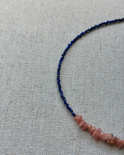 Lapis And Rhodochrosite Beaded Necklace