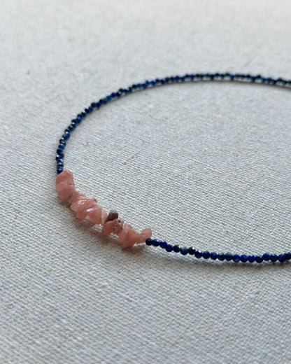 Lapis And Rhodochrosite Beaded Necklace