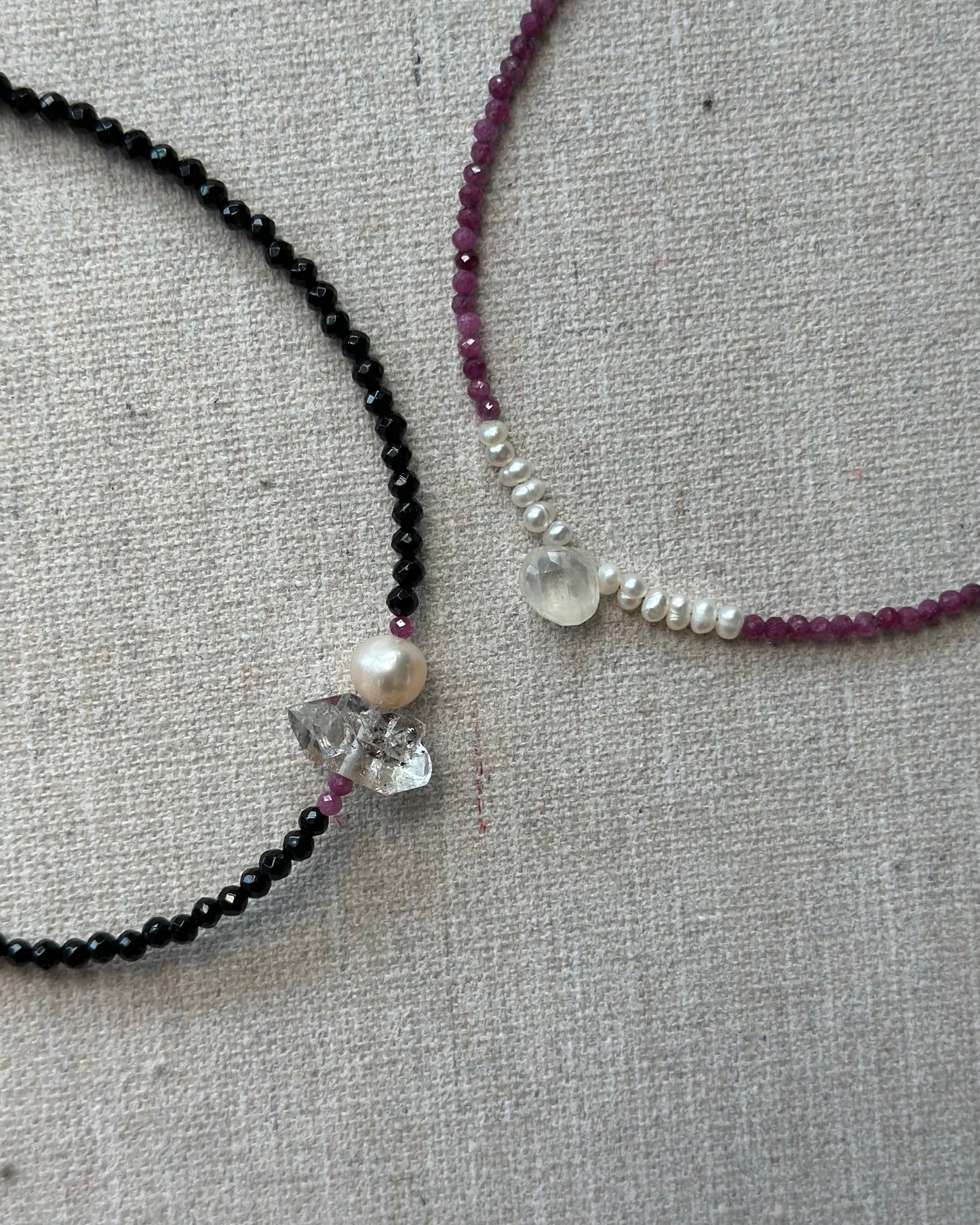 Ruby And Moonstone Beaded Necklace
