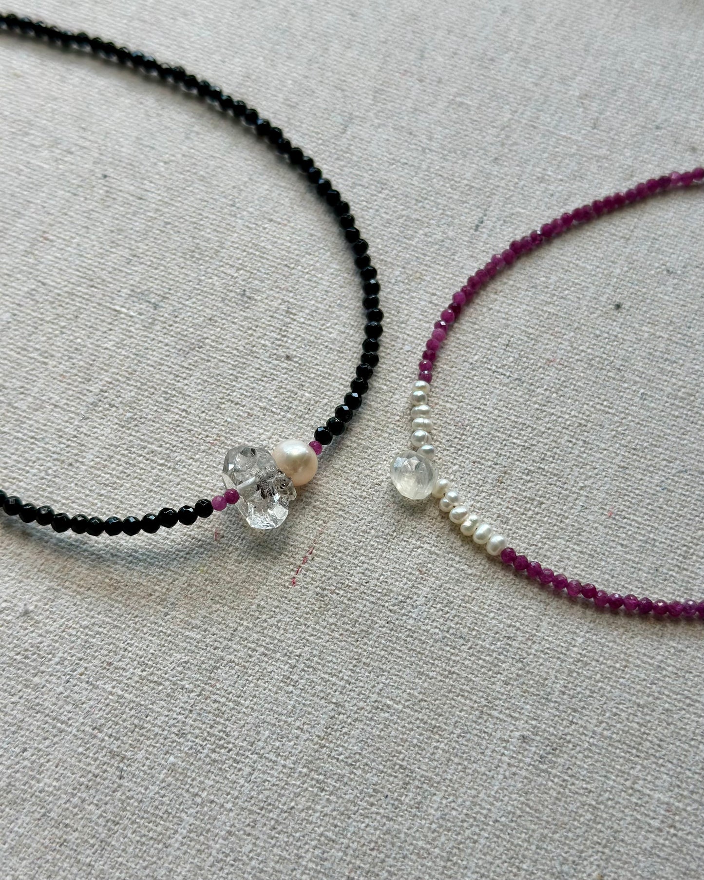 Ruby And Moonstone Beaded Necklace