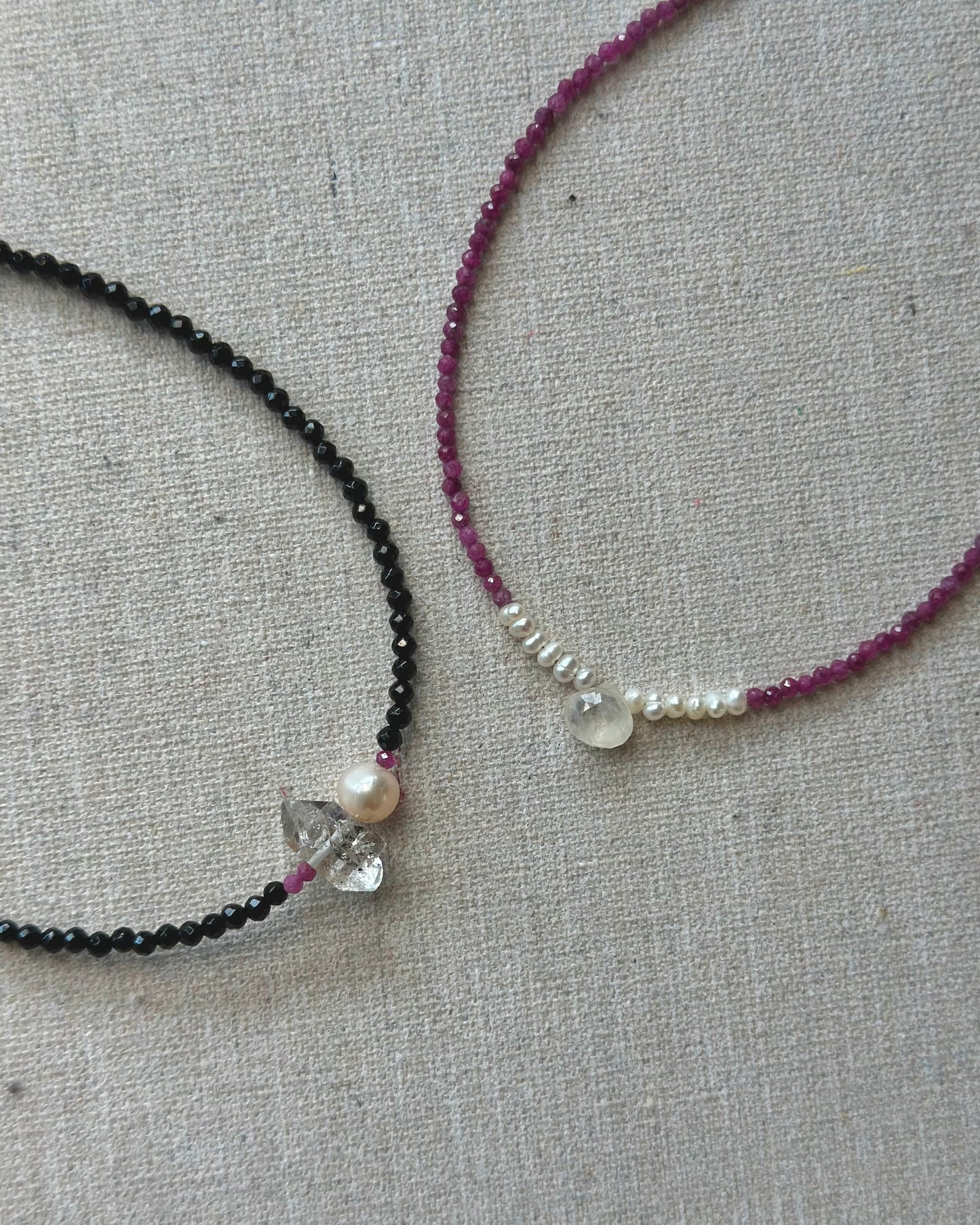 Ruby And Moonstone Beaded Necklace