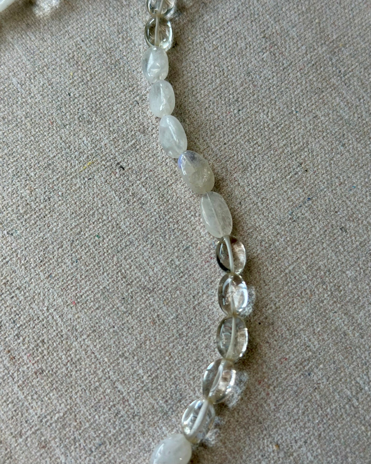 Moonstone Beaded And Herkimer Diamond Necklace