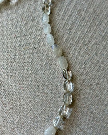 Moonstone Beaded And Herkimer Diamond Necklace