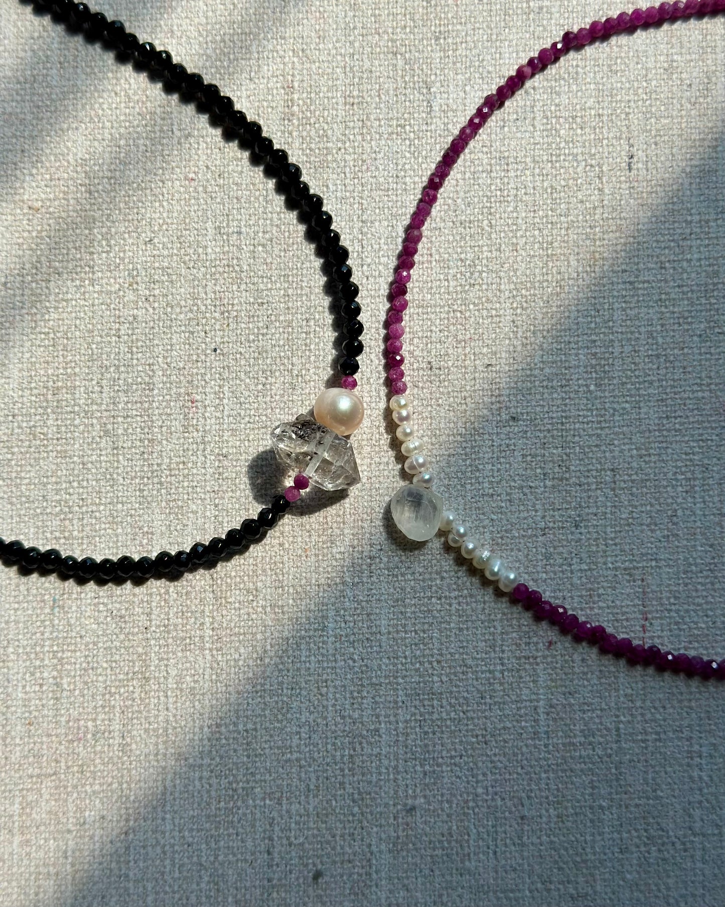 Ruby And Moonstone Beaded Necklace