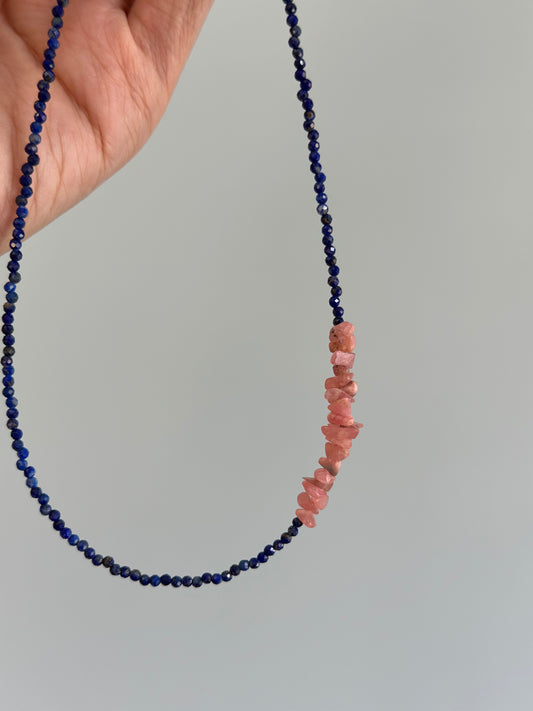 Lapis And Rhodochrosite Beaded Necklace