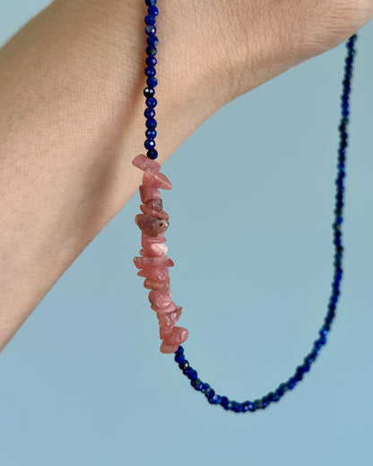 Lapis And Rhodochrosite Beaded Necklace