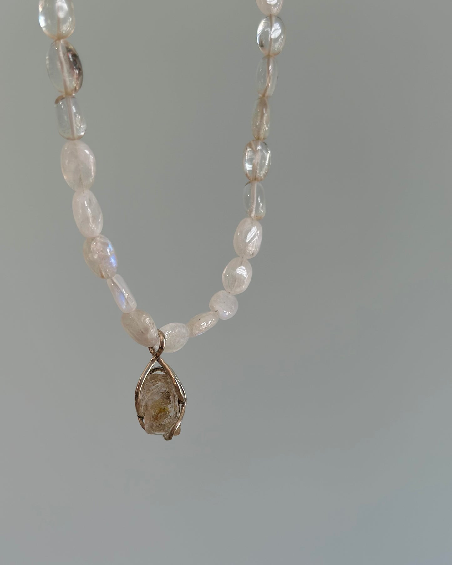 Moonstone Beaded And Herkimer Diamond Necklace